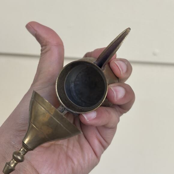 VTG Brass Indian Coffee Pot 9" w/ 3 Goblets | Miniature Dallah Decor Etched Set - Picture 7 of 16